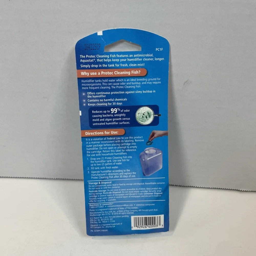 Protec Humidifier Cleaning Fish Drop In Kills 99%‎ Odor Bacteria Fish NIP